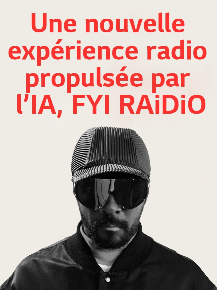 will.i.am en image noir et blanc avec le titre placé à côté.