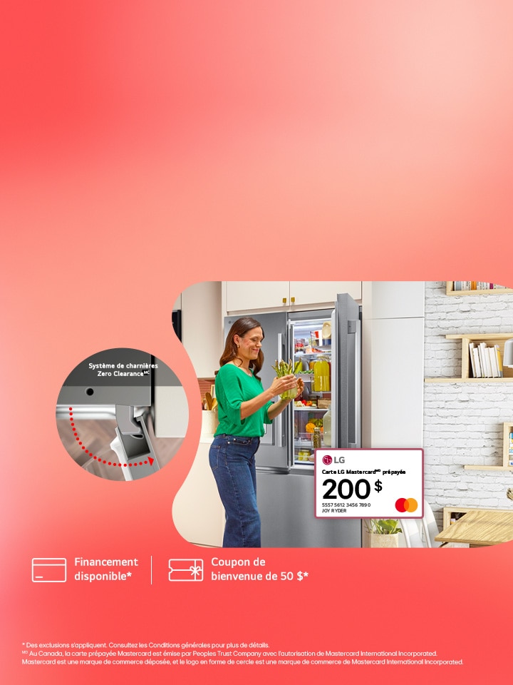 Adapté à votre style de vie : Ramenez à la maison un frigo LG Zero Clearance🅪 et recevez une carte LG Mastercard🅫 prépayée de 200 $.