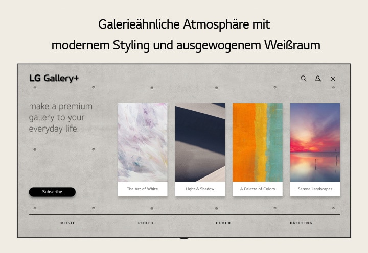 LG Gallery+ präsentiert eine visuell ansprechende Home-Benutzeroberfläche mit kuratierten Kunstsammlungen.