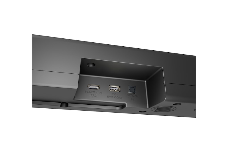 Schrägansicht der Rückseite der LG Soundbar DS60T