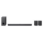 Vorderansicht mit Subwoofer und hinteren Lautsprechern