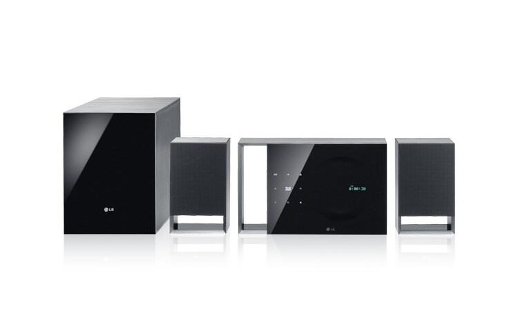 Vorderseite von 2.1 3D Heimkinosystem in stylischem Cubic Design mit 3D-Blu-ray-Player, integriertem WLAN und LG Smart TV BH5320F