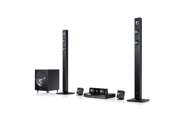 Vorderseite von 3D-Blu-ray 5.1 Heimkinosystem mit integriertem WLAN, LG Smart TV und edler Pianolackoptik BH7420P
