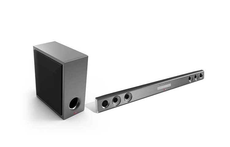 LG 2.1 Speakerbar in silber mit drahtlosem aktivem Subwoofer, Bluetooth und 300 Watt, NB3531A