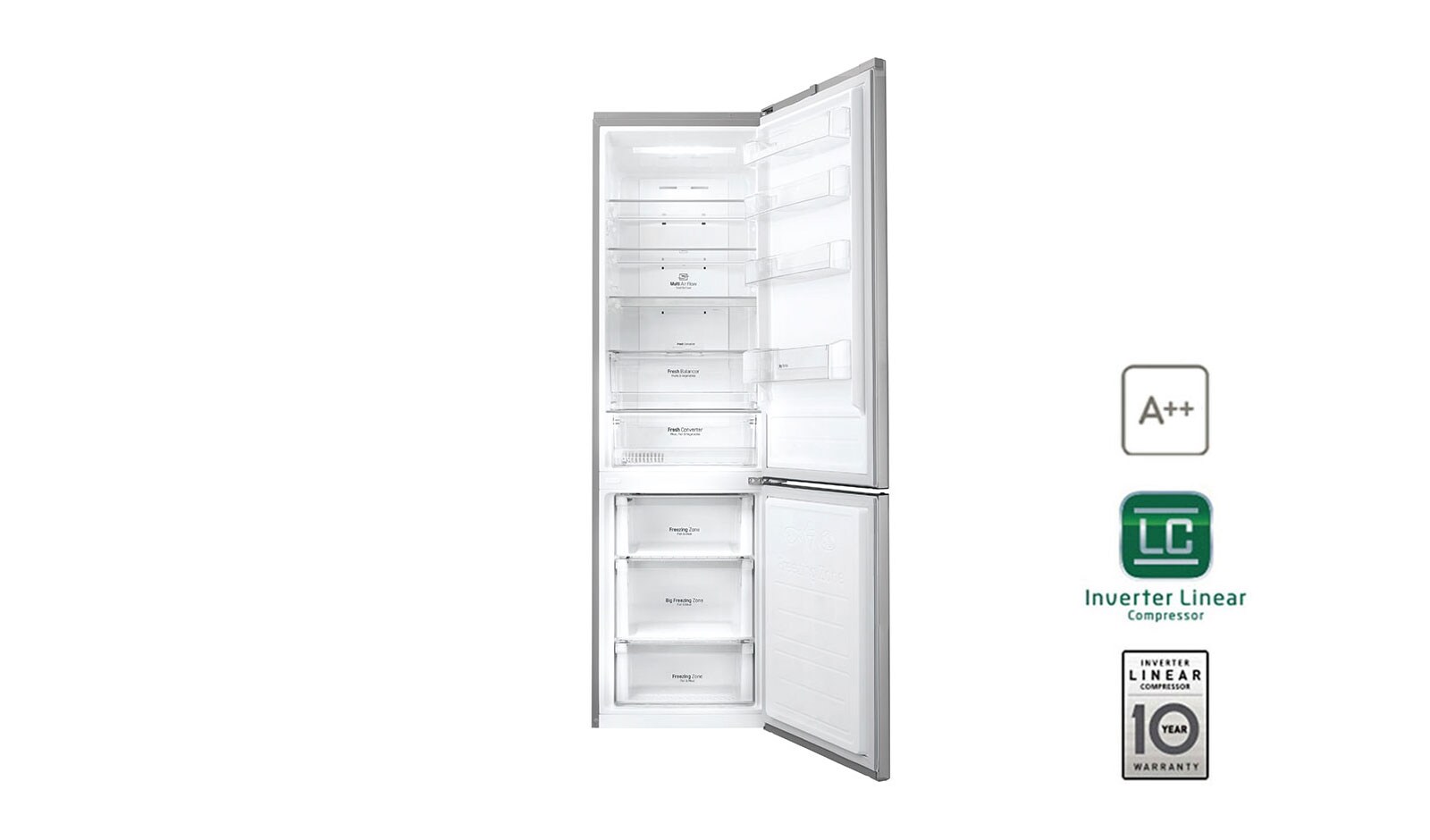 LG Kühl-Gefrierkombination mit Total No Frost und FRESH Converter, GBB59PZMZS