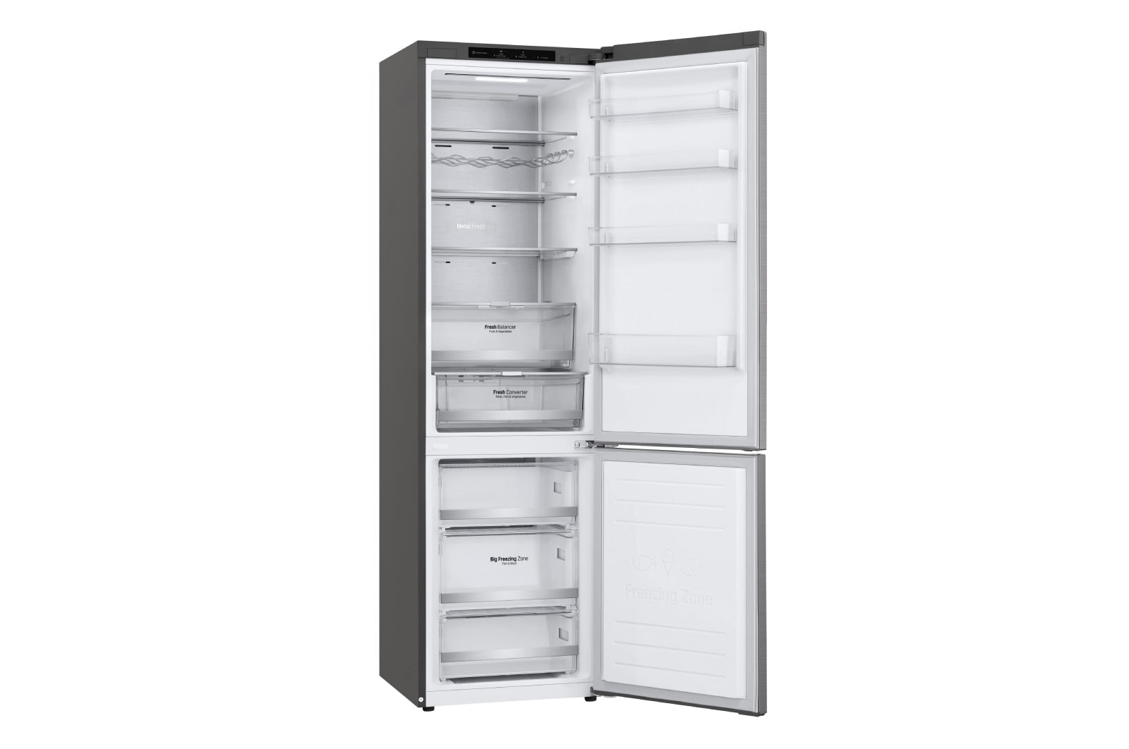 LG ​​Kühl-Gefrierkombination | ​384​ Liter Nutzinhalt | Energieeffizienzklasse​ C​ | ​Steel​ | ​203 cm​ hoch | ​ Smart Inverter Kompressor​ | ​GBB72PZECN1, GBB72PZECN1