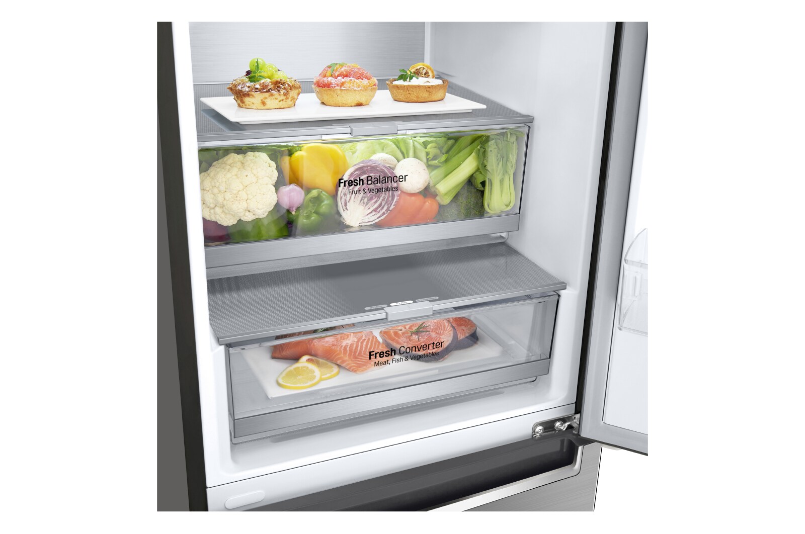 LG ​​Kühl-Gefrierkombination | ​384​ Liter Nutzinhalt | Energieeffizienzklasse​ C​ | ​Steel​ | ​203 cm​ hoch | ​ Smart Inverter Kompressor​ | ​GBB72PZECN1, GBB72PZECN1