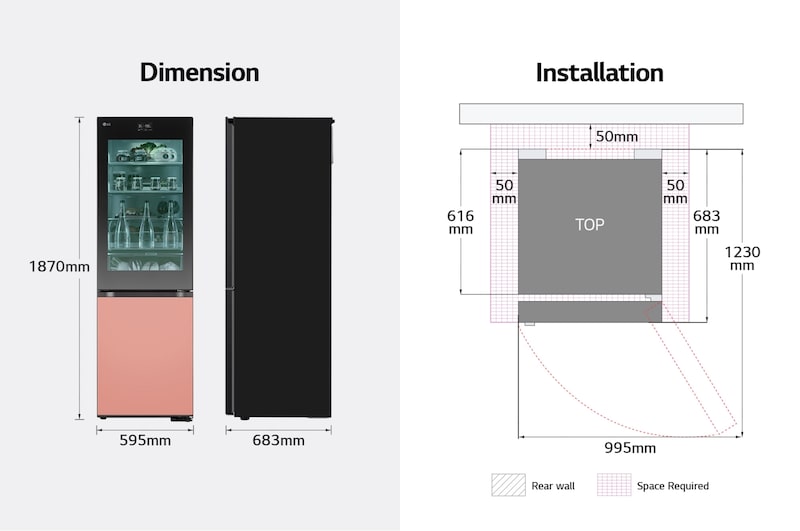 LG InstaView with MoodUP®️ fridge-freezer combination | Built-in speaker | 4.3” touch LCD display | GBG719MDNN, GBG719MDNN