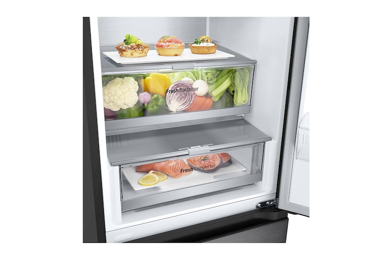 LG Kühl-Gefrierkombination | 387 Liter Kapazität | 111 kWh/a | 2030 mm Höhe | Eßence Black Steel | GBV7280AEV, GBV7280AEV