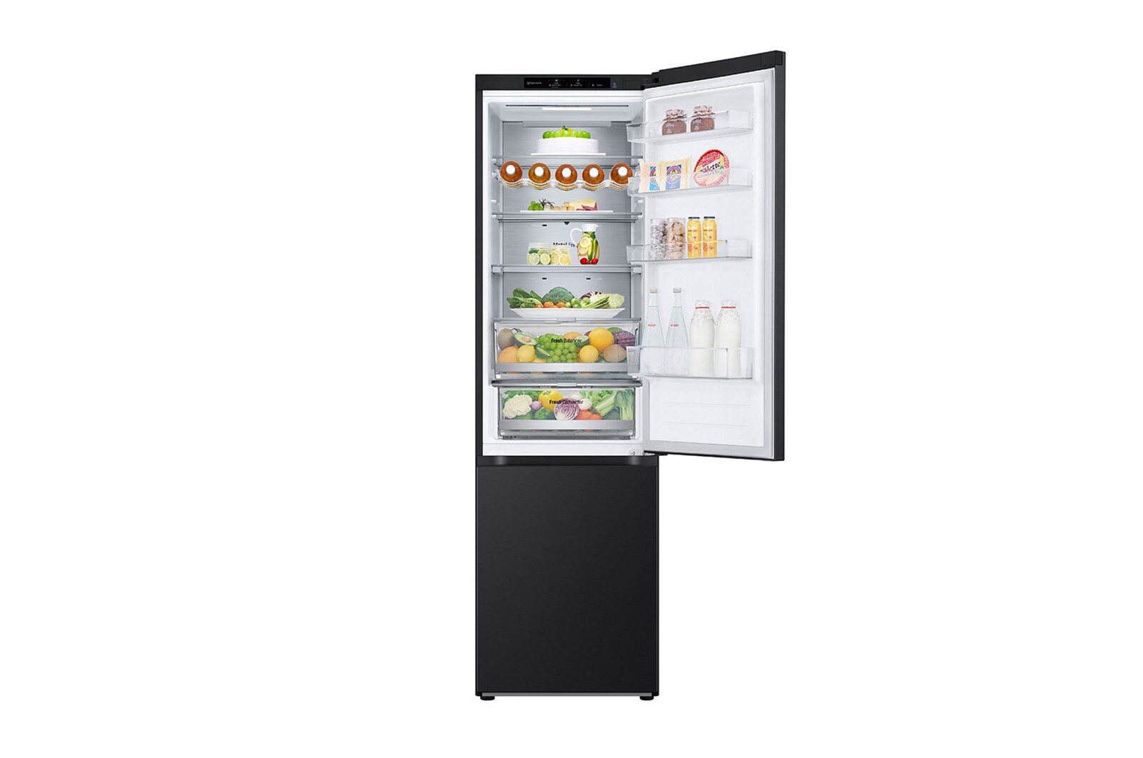 front view open one door with food