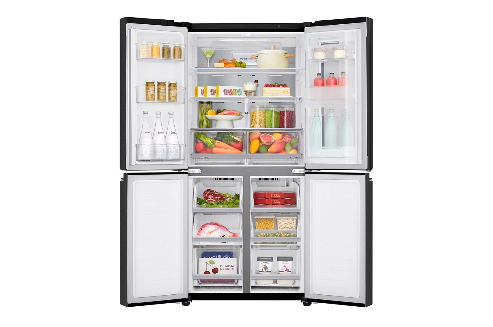 LG Multi-Door mit InstaView Door-in-Door ® | 530 Liter Kapazität | Energieeffizienzklasse E | Matte Black Steel | GMQ844MC5E, GMQ844MC5E