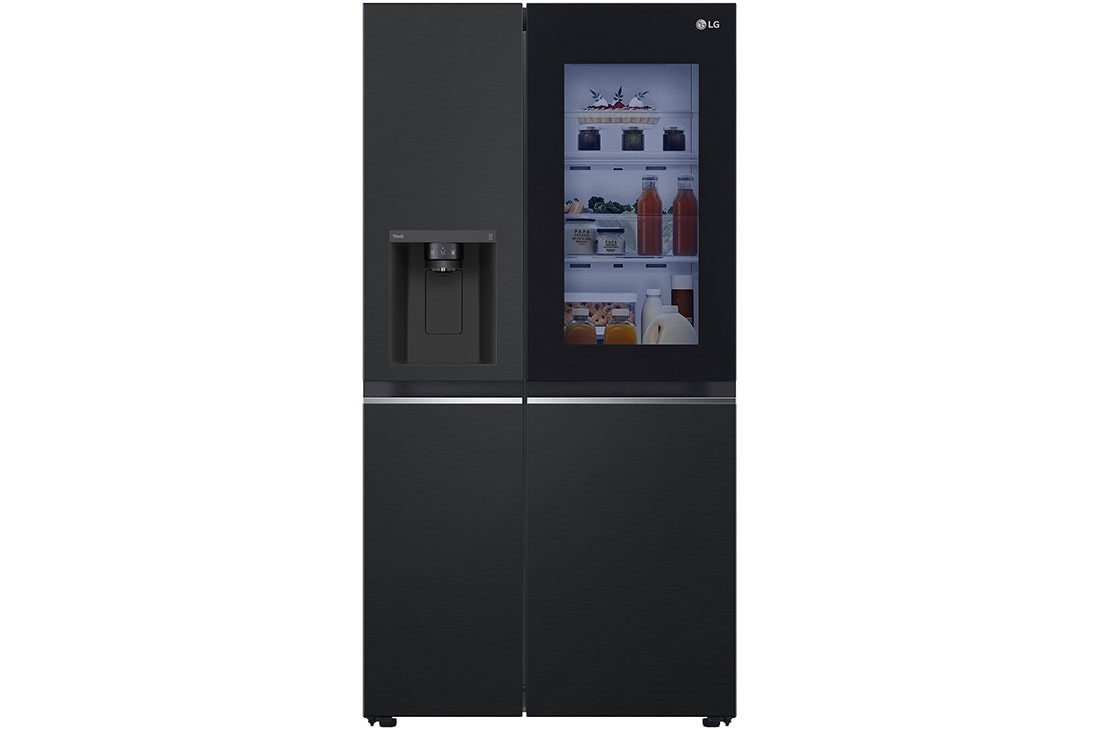 LG Side-by-Side mit InstaView® | Eis-, Crushed Ice- und Wasserspender | 635 Liter Kapazität | EEK E | Interner Wassertank | Essence Matte Black | GSGV81EPLL, GSGV81EPLL