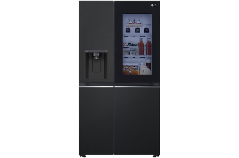 LG Side-by-Side mit InstaView® | Eis-, Crushed Ice- und Wasserspender | 635 Liter Kapazität | EEK E | Interner Wassertank | Essence Matte Black | GSGV81EPLL, GSGV81EPLL