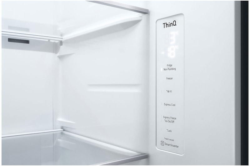 LG Side-by-Side mit InstaView® | Eis-, Crushed Ice- und Wasserspender | 635 Liter Kapazität | EEK E | Interner Wassertank | Essence Matte Black | GSGV81EPLL, GSGV81EPLL