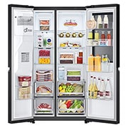 LG Side-by-Side mit InstaView® | Eis-, Crushed Ice- und Wasserspender | 635 Liter Kapazität | EEK E | Interner Wassertank | Essence Matte Black | GSGV81EPLL, GSGV81EPLL