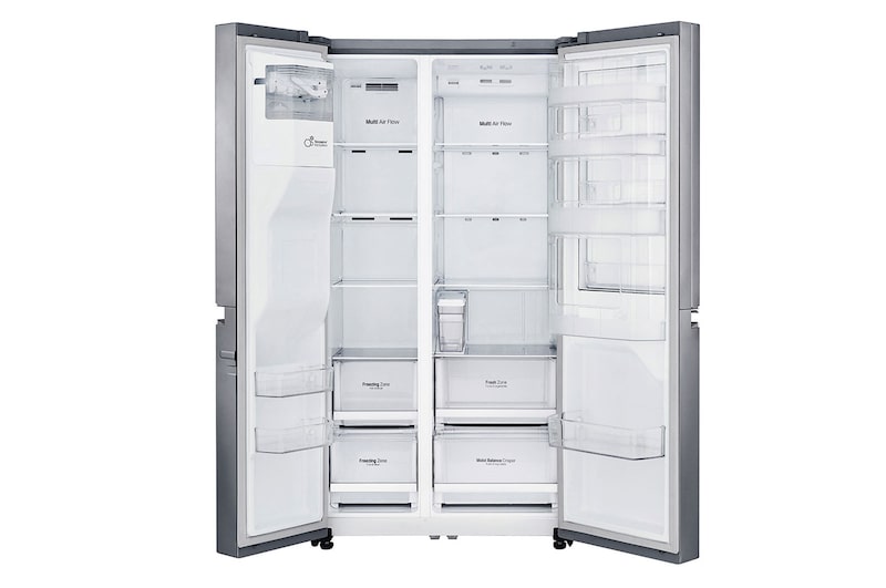 LG Side-by-Side mit Door-in-Door | Eis-, Crushed Ice- und Wasserspender | 625 Liter Kapazität | Energieeffizienzklasse* F, GSJ461DIDZ