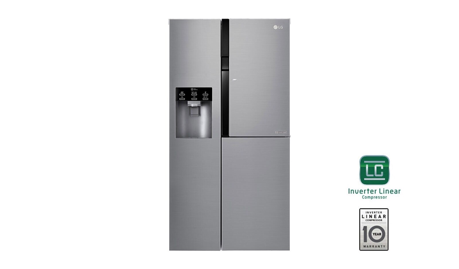 Vorderseite von Side-by-Side mit Door-in-Door | Total No Frost | Eis-, Crushed Ice- und Wasserspender | 4L Wassertank | 606 Liter Kapazität GSJ561PZUZ