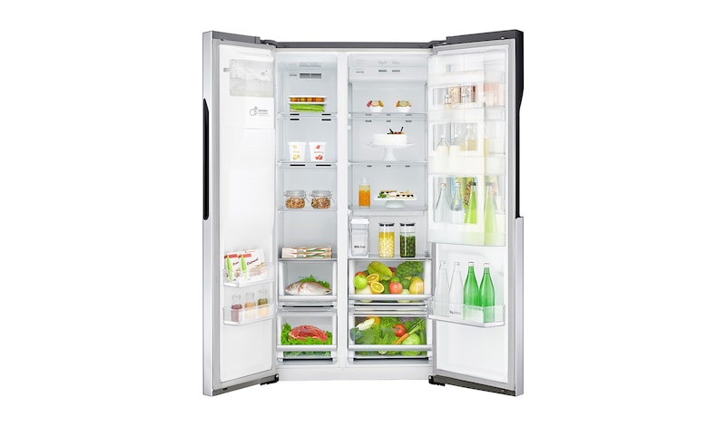 LG Side-by-Side mit Door-in-Door | Total No Frost | Eis-, Crushed Ice- und Wasserspender | 4L Wassertank | 606 Liter Kapazität, GSJ561PZUZ