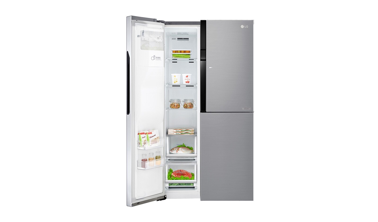LG Side-by-Side mit Door-in-Door | Total No Frost | Eis-, Crushed Ice- und Wasserspender | 4L Wassertank | 606 Liter Kapazität, GSJ561PZUZ