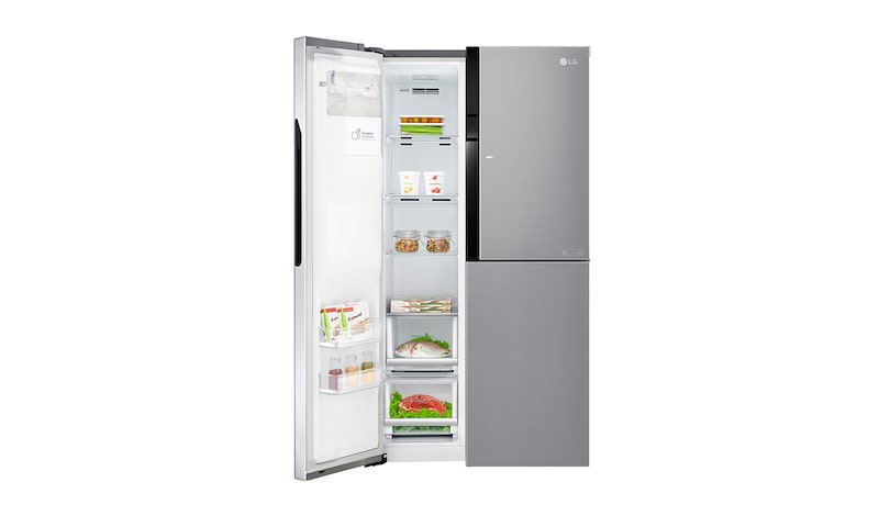 LG Side-by-Side mit Door-in-Door | Total No Frost | Eis-, Crushed Ice- und Wasserspender | 4L Wassertank | 606 Liter Kapazität, GSJ561PZUZ