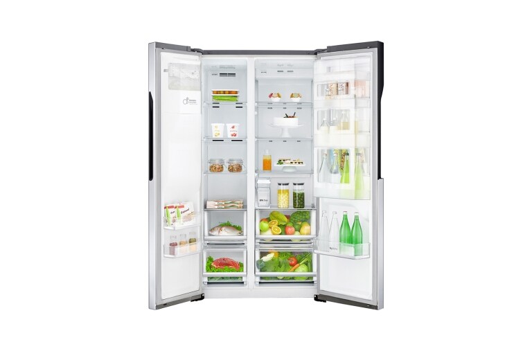 LG Side-by-Side mit Door-in-Door | Total No Frost | Eis-, Crushed Ice- und Wasserspender | 4L Wassertank | 606 Liter Kapazität, GSJ561PZUZ