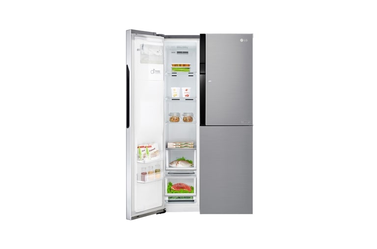 LG Side-by-Side mit Door-in-Door | Total No Frost | Eis-, Crushed Ice- und Wasserspender | 4L Wassertank | 606 Liter Kapazität, GSJ561PZUZ