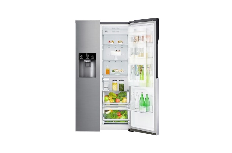 LG Side-by-Side mit Door-in-Door | Total No Frost | Eis-, Crushed Ice- und Wasserspender | 4L Wassertank | 606 Liter Kapazität, GSJ561PZUZ