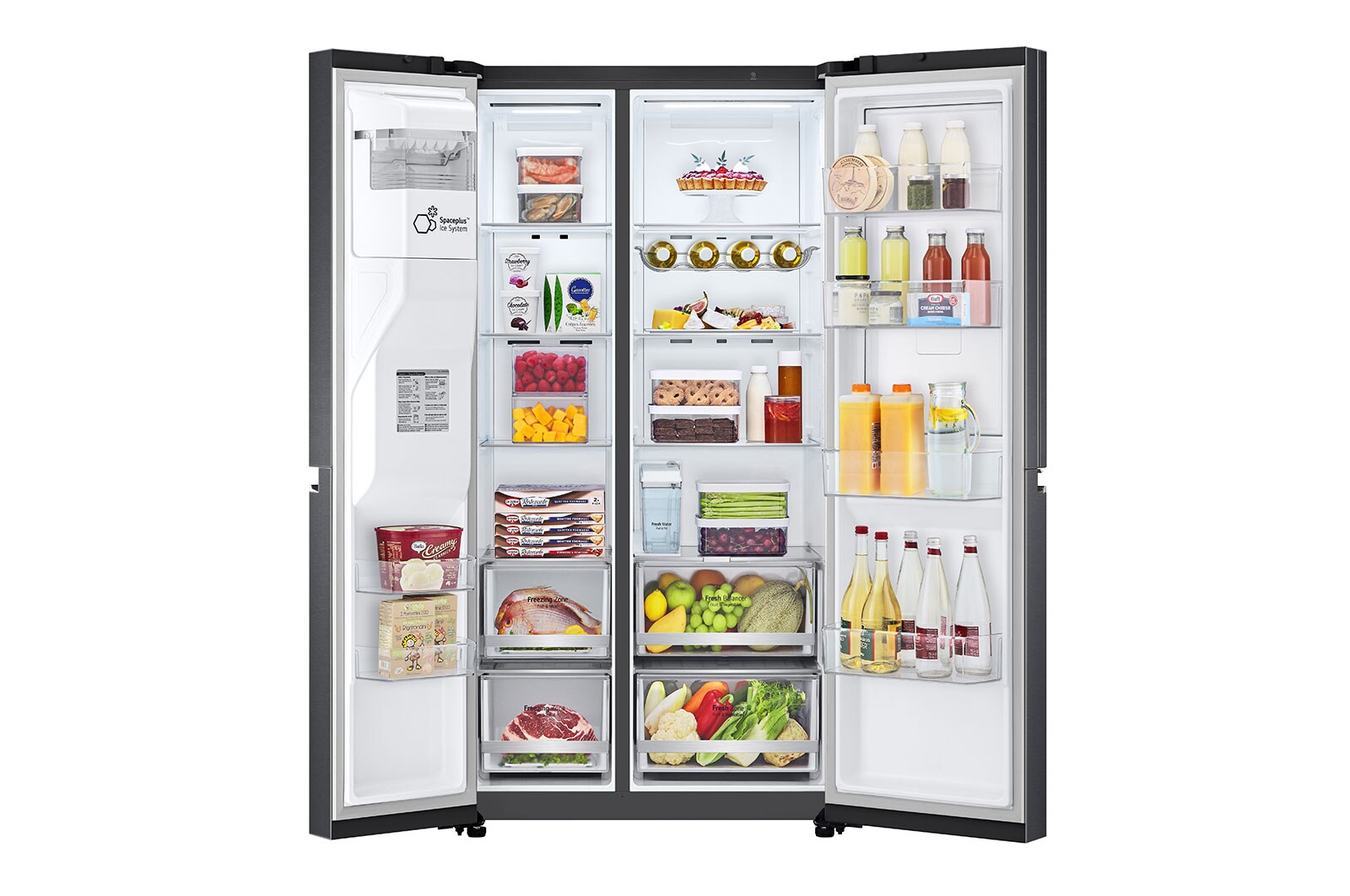 LG Side-by-Side mit Door-in-Door® | Eis-, Crushed Ice- und Wasserspender | 635 Liter Kapazität | Energieeffizienzklasse E | Interner Wassertank 4L | Matte Black | GSJV71MCLE, GSJV71MCLE