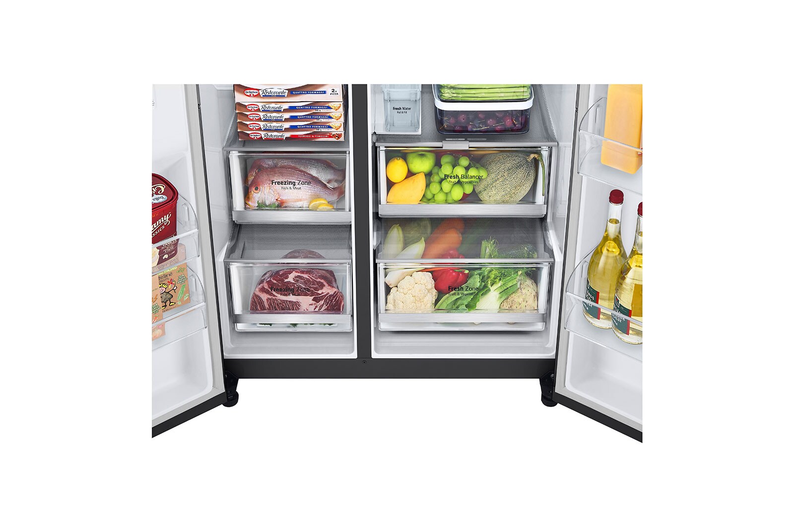 LG Side-by-Side mit Door-in-Door® | Eis-, Crushed Ice- und Wasserspender | 635 Liter Kapazität | Energieeffizienzklasse E | Interner Wassertank 4L | Matte Black | GSJV71MCLE, GSJV71MCLE