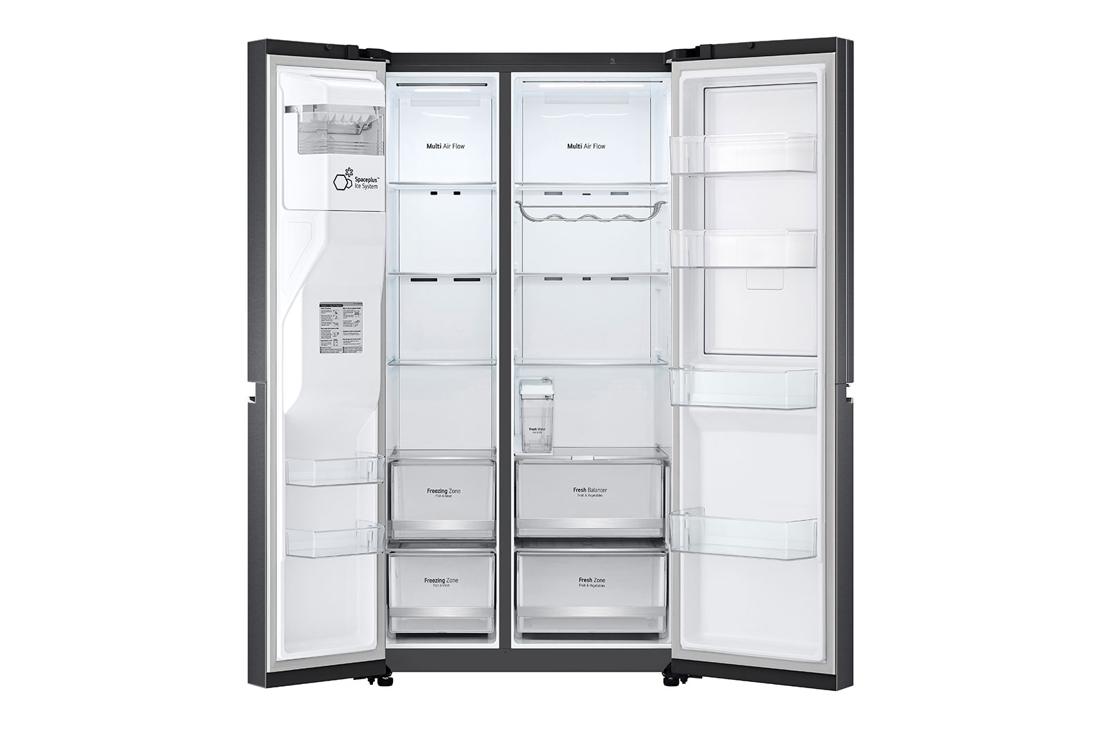 LG Side-by-Side mit Door-in-Door® | Eis-, Crushed Ice- und Wasserspender | 635 Liter Kapazität | Energieeffizienzklasse E | Interner Wassertank 4L | Matte Black | GSJV71MCLE, GSJV71MCLE
