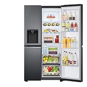 LG Side-by-Side mit Door-in-Door® | Eis-, Crushed Ice- und Wasserspender | 635 Liter Kapazität | Energieeffizienzklasse E | Interner Wassertank 4L | Matte Black | GSJV71MCLE, GSJV71MCLE
