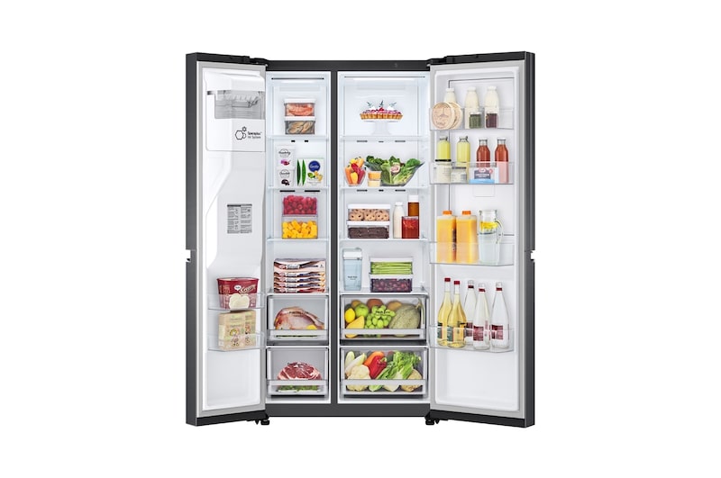 LG Side-by-Side mit Door-in-Door® | Eis-, Crushed Ice- und Wasserspender | 635 Liter Kapazität | Interner Wassertank 4L | Matte Black | GSJV71MCTE, GSJV71MCTE