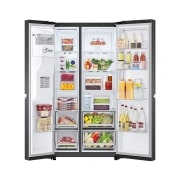 LG Side-by-Side mit Door-in-Door® | Eis-, Crushed Ice- und Wasserspender | 635 Liter Kapazität | Interner Wassertank 4L | Matte Black | GSJV71MCTE, GSJV71MCTE