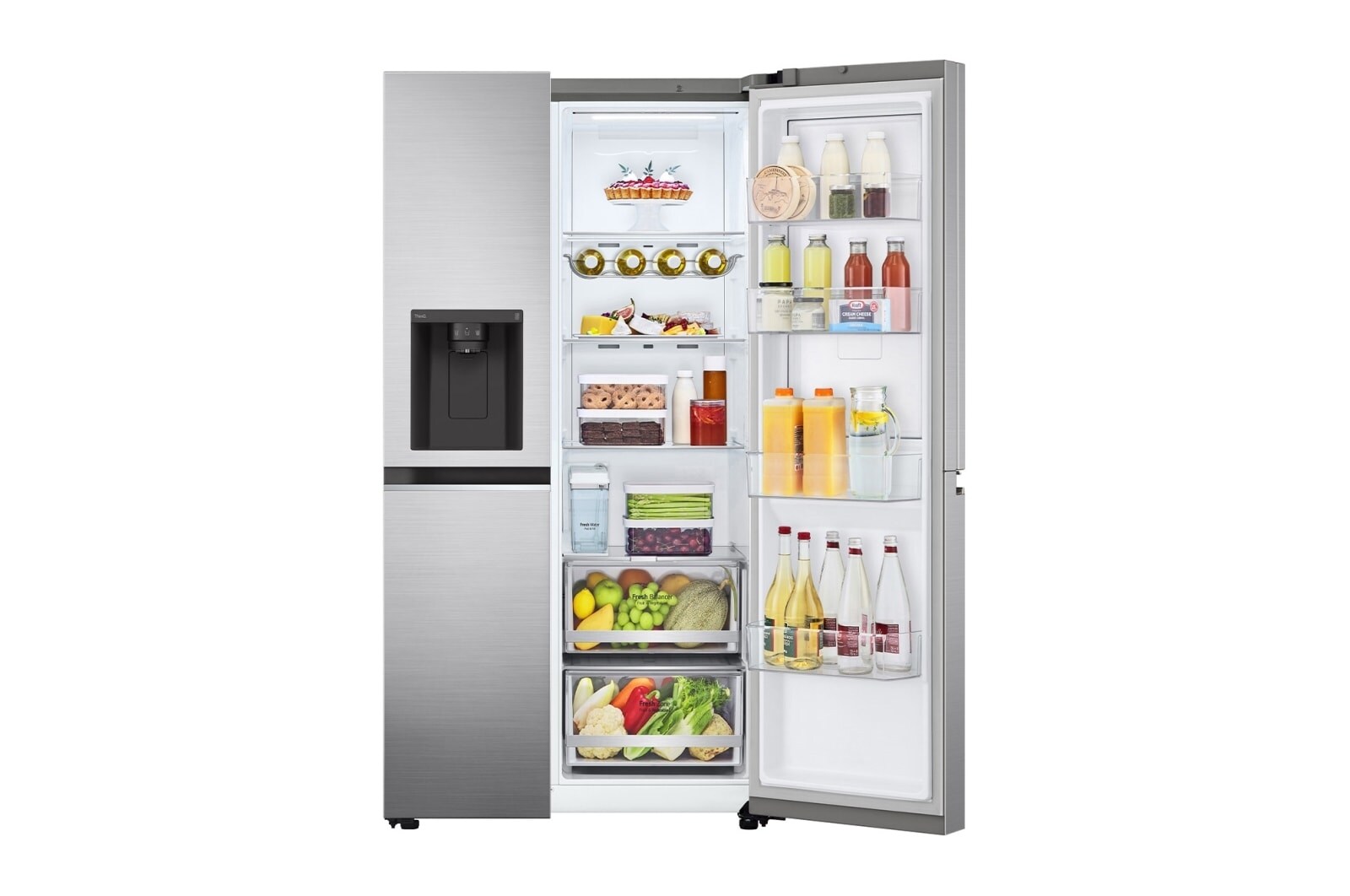 LG Side-by-Side mit Door-in-Door ™ |  Eis-, Crushed Ice- und Wasserspender  | 635 Liter Kapazität | Interner Wassertank 4L | Platinum Silver | GSJV71PZLE, GSJV71PZLE