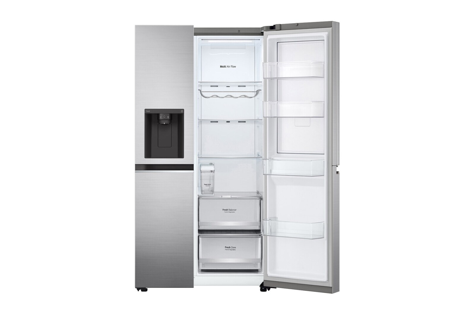 LG Side-by-Side mit Door-in-Door ™ |  Eis-, Crushed Ice- und Wasserspender  | 635 Liter Kapazität | Interner Wassertank 4L | Platinum Silver | GSJV71PZLE, GSJV71PZLE