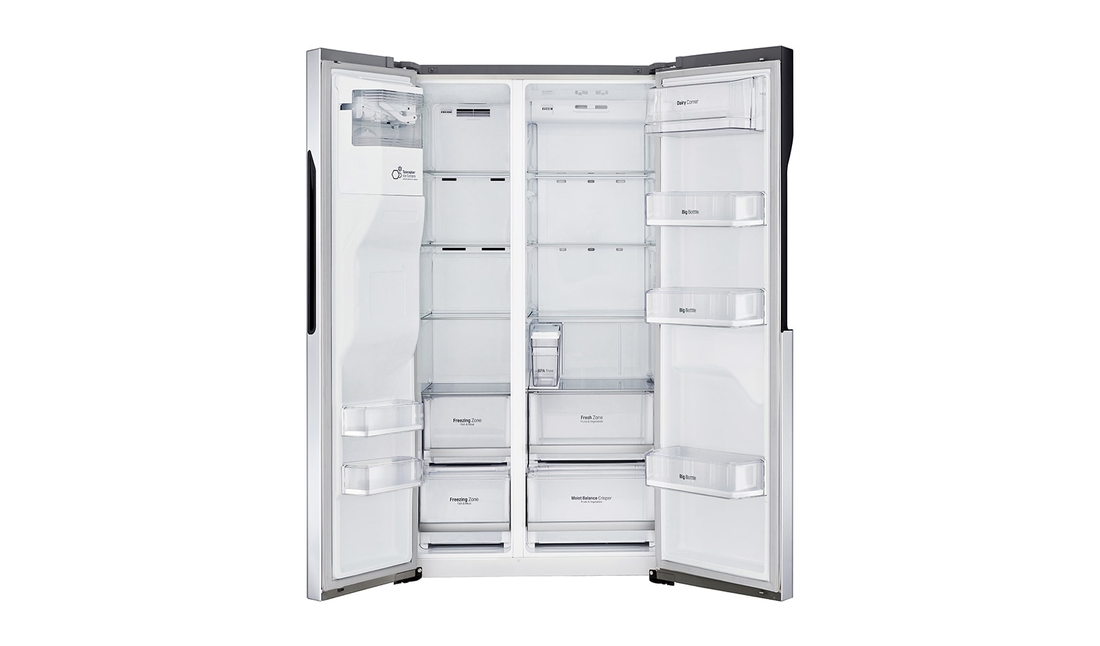 LG Side-by-Side | 606 L Kapazität | Eis-, Crushed Ice- und Wasserspender | Total No Frost, GSL561PZUZ