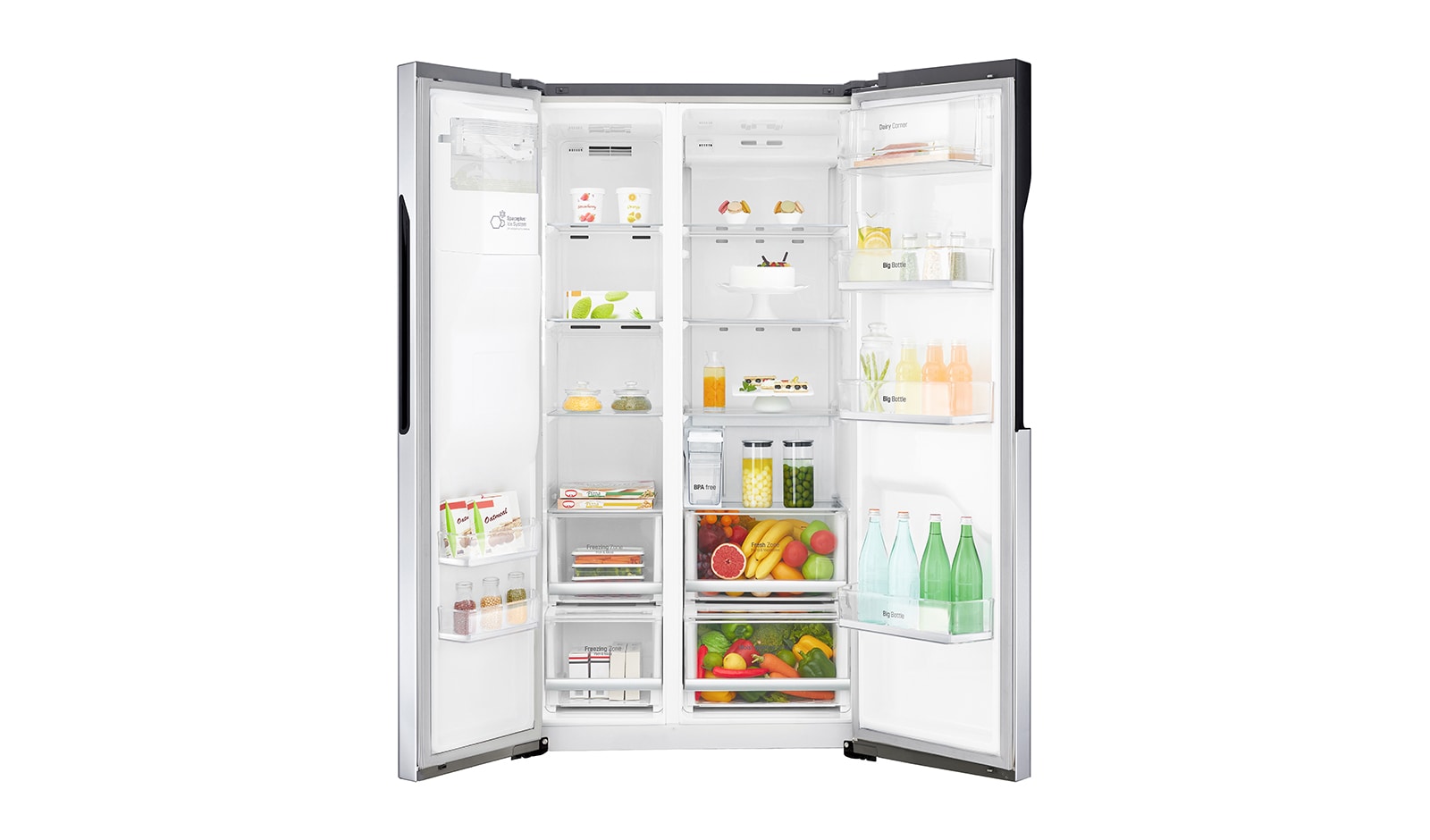 LG Side-by-Side | 606 L Kapazität | Eis-, Crushed Ice- und Wasserspender | Total No Frost, GSL561PZUZ