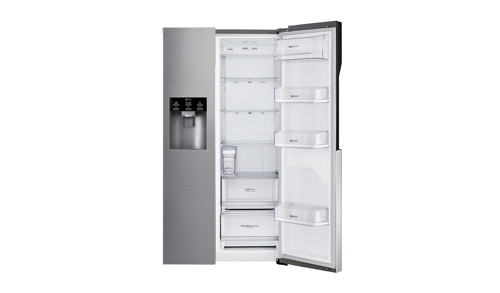 LG Side-by-Side | 606 L Kapazität | Eis-, Crushed Ice- und Wasserspender | Total No Frost, GSL561PZUZ