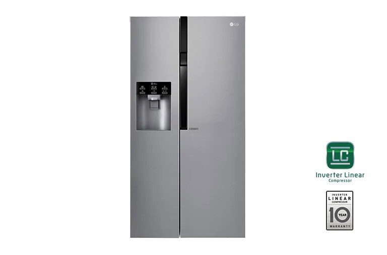 Vorderseite von Side-by-Side | 606 L Kapazität | Eis-, Crushed Ice- und Wasserspender | Total No Frost GSL561PZUZ