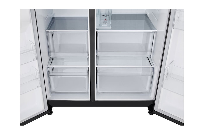 LG Side-by-Side mit Eis-, Crushed Ice- und Wasserspender | 641 Liter Kapazität | Energieeffizienzklasse E | Interner Wassertank 4L | Essence Matte Black | GSLC41EPPE, GSLC41EPPE