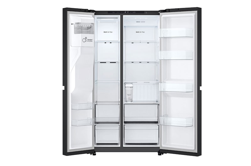 LG Side-by-Side mit Eis-, Crushed Ice- und Wasserspender | 641 Liter Kapazität | Energieeffizienzklasse E | Interner Wassertank 4L | Essence Matte Black | GSLC41EPPE, GSLC41EPPE