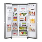 LG Side-by-Side mit Eis-, Crushed Ice- und Wasserspender | 635 Liter Kapazität | Interner Wassertank 4L | Platinum Silver | GSLV71PZTE, GSLV71PZTE