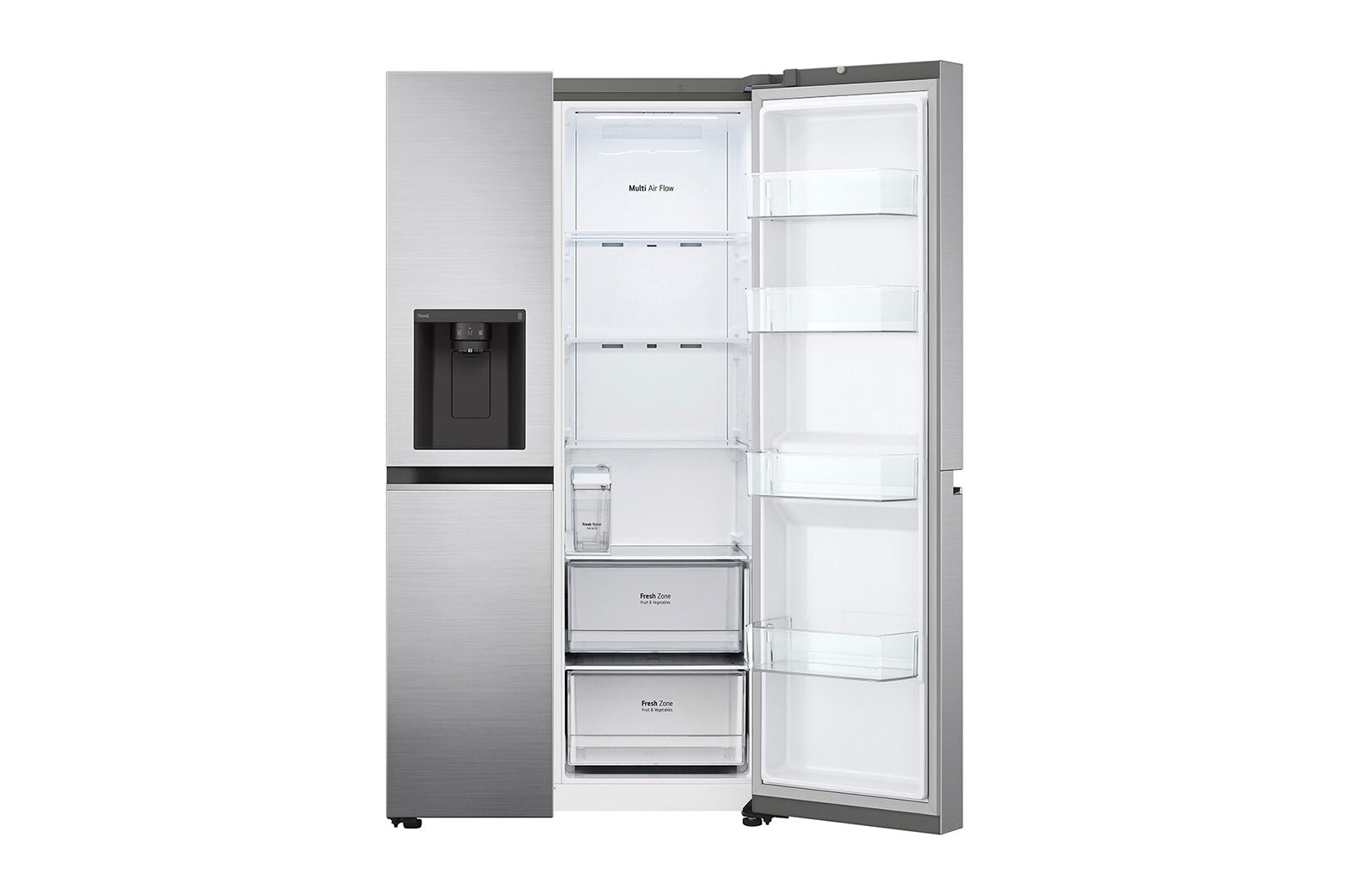 LG Side-by-Side mit Eis-, Crushed Ice- und Wasserspender | 635 Liter Kapazität | Interner Wassertank 4L | Platinum Silver | GSLV71PZTE, GSLV71PZTE