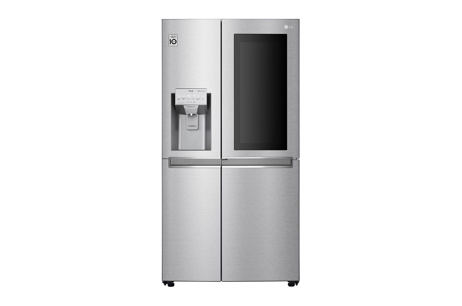 LG Side-by-Side mit InstaView Door-in-Door™ | 601 Liter Kapazität | Eis-, Crushed Ice - und Wasserspender | Festwasseranschluss | Total No Frost | DoorCooling+™ |ThinQ®, GSX960NECE