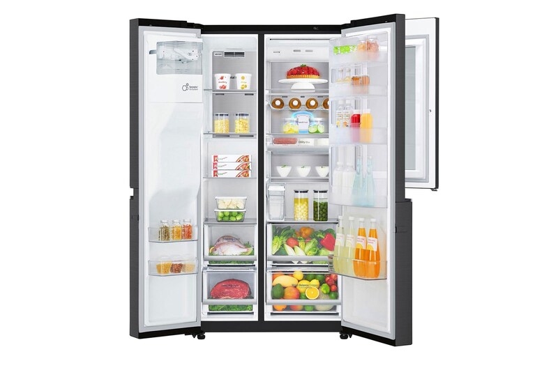 LG Side-by-Side mit InstaView Door-in-Door™ | 625 Liter Kapazität | Eis-, Crushed Ice-und Wasserspender | 4L Wassertank | Total No Frost | DoorCooling+™ | ThinQ®, GSX961MCCE