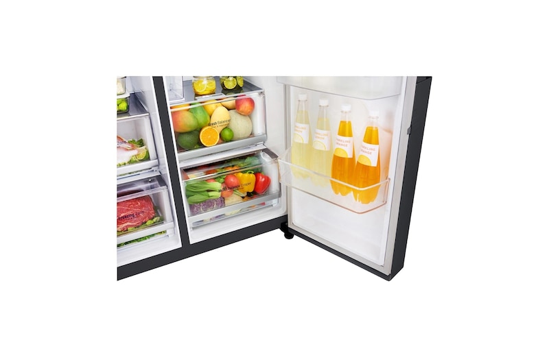 LG Side-by-Side mit InstaView Door-in-Door™ | 625 Liter Kapazität | Eis-, Crushed Ice-und Wasserspender | 4L Wassertank | Total No Frost | DoorCooling+™ | ThinQ®, GSX961MCCE