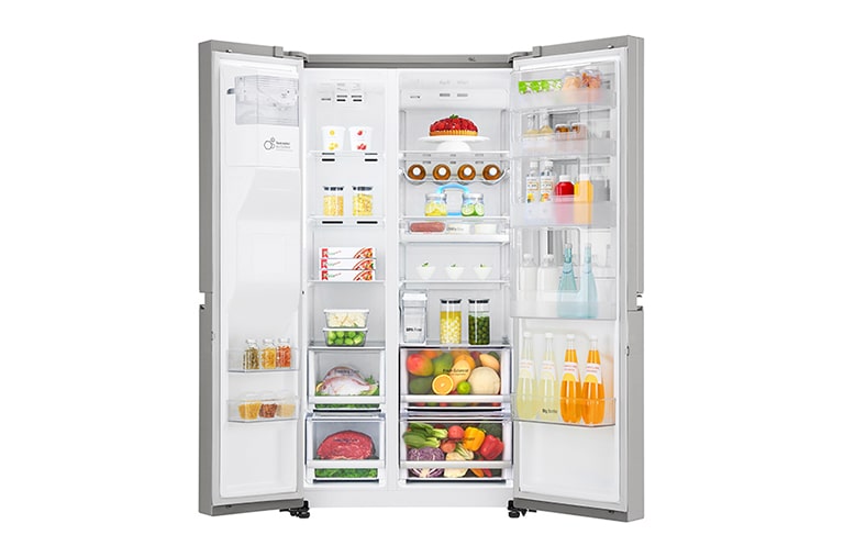 LG Side-by-Side mit InstaView Door-in-Door™ | 625 Liter Kapazität | Eis-, Crushed Ice-und Wasserspender | 4L Wassertank | Total No Frost | ThinQ®, GSX961NEAZ