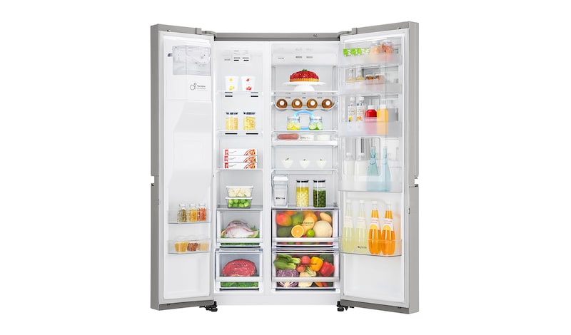 LG Side-by-Side mit InstaView Door-in-Door™ | 625 Liter Kapazität | Eis-, Crushed Ice-und Wasserspender | 4L Wassertank | Total No Frost | ThinQ®, GSX961NEAZ