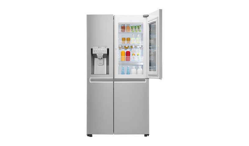 LG Side-by-Side mit InstaView Door-in-Door™ | 625 Liter Kapazität | Eis-, Crushed Ice-und Wasserspender | 4L Wassertank | Total No Frost | ThinQ®, GSX961NEAZ