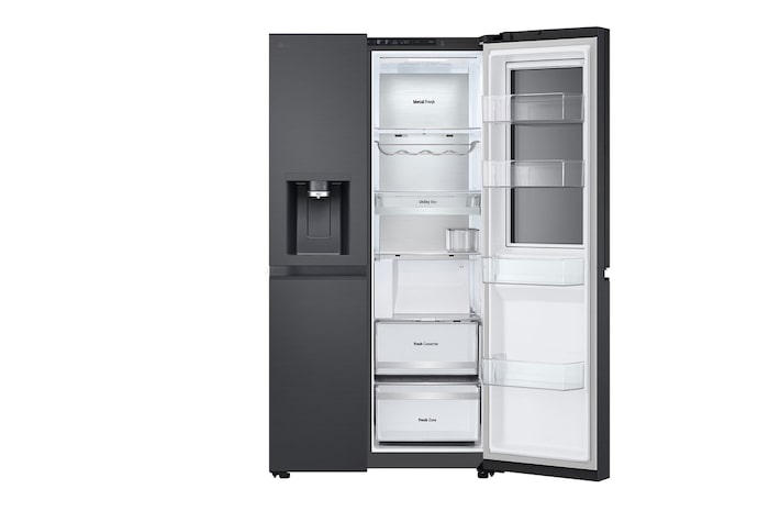 front view one side door open without food